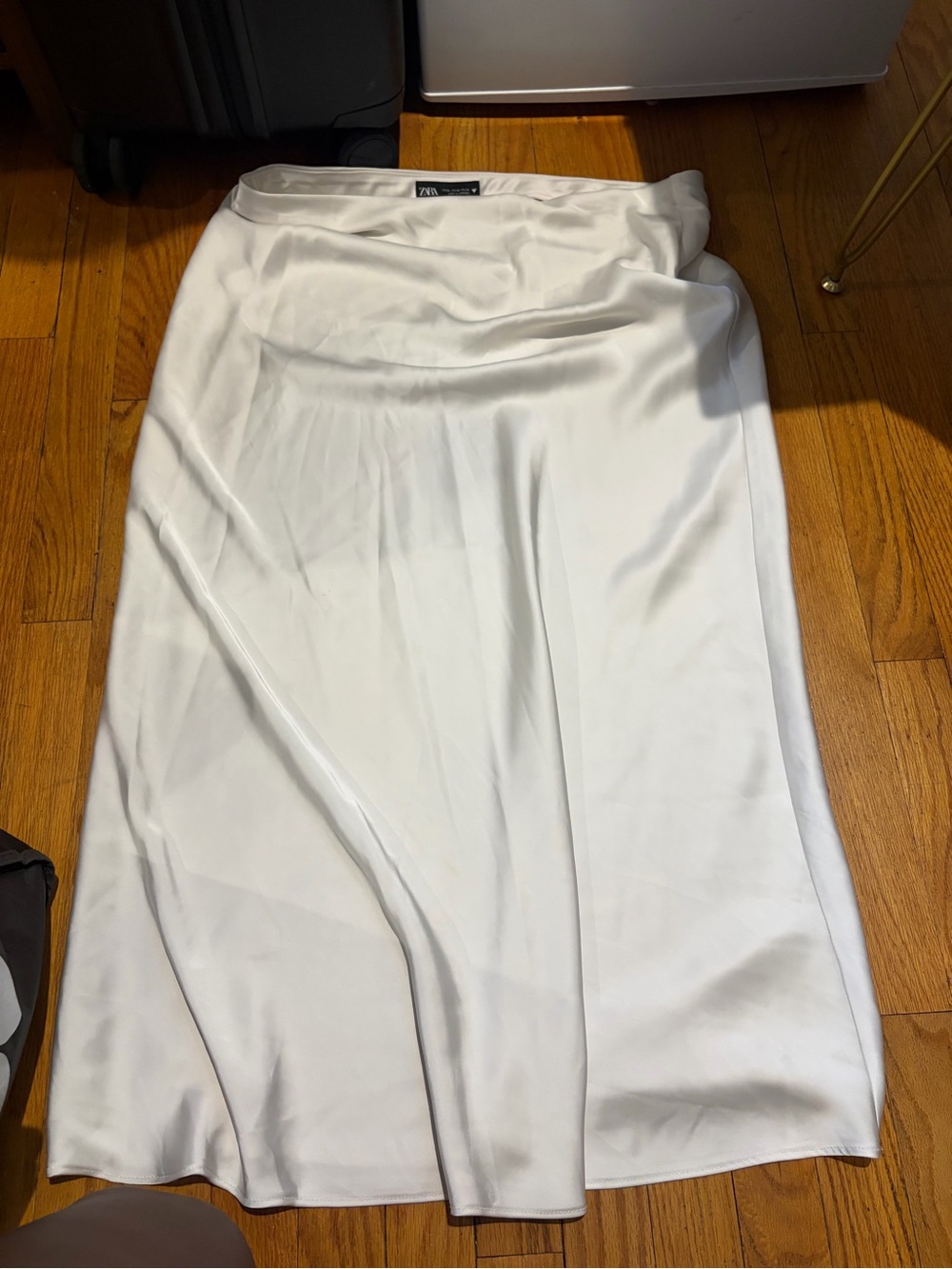 Zara Cream Satin Maxi Skirt